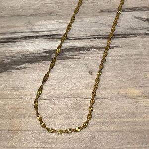 Estate Twisted Link Chain Necklace Gold Tone 18KGF 16” Classic Heritage Edwardia